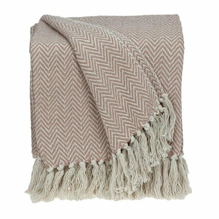 HOMEROOTS 80 x 97 in. Parkland Collection Isla Transitional Woven Handloom Throw, Pink 478529